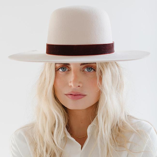 Gigi Pip hat bands + trims for women's hats - Velvet Chain Band - 100% nylon ribbon band with a layer of velvet lining the outside, featuring with Gigi Pip [rusty-red]