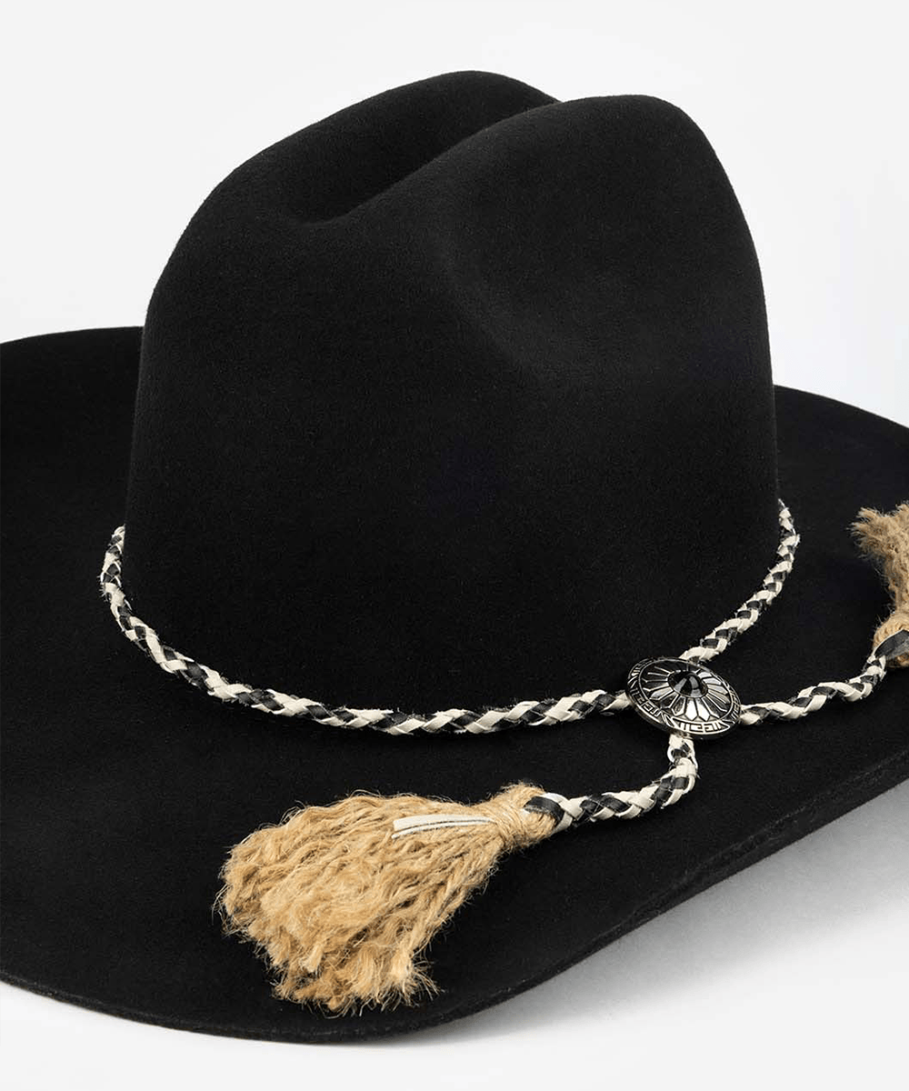 Braided Leather Bolo Tassel Hat Band Western Cowboys Ladies 