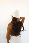 Gigi Pip beanies for women - Ky Thick Knit Beanie - 100% acrylic thick knit beanie with a statement fold featuring the rose gold Gigi Pip pin on the forehead [ivory]