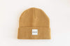 Gigi Pip beanies for women - Pip Beanie - classic 100% acrylic beanie with the Gigi Pip logo on the fold over label above the eyes [camel]