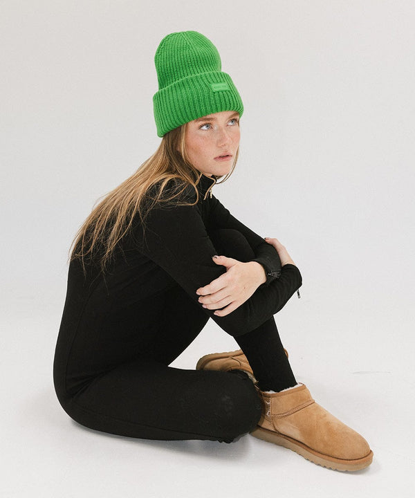 Gigi Pip beanies for women - Gigi Merino Wool Beanie - 100% merino wool double fold beanie featuring a Gigi Pip branded silicone patch on the front fold [evergreen]