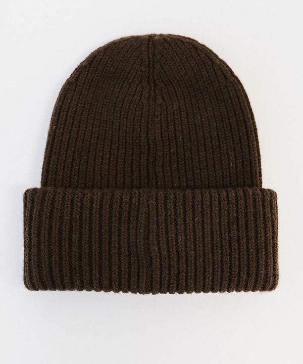 Gigi Pip beanies for women - Gigi Merino Wool Beanie - 100% merino wool double fold beanie featuring a Gigi Pip branded silicone patch on the front fold [dark brown]