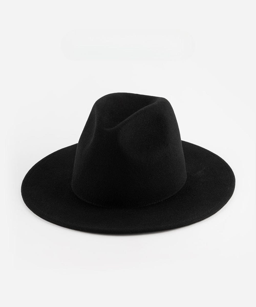 Wide Flat Brim Wes Fedora - Black display picture 1