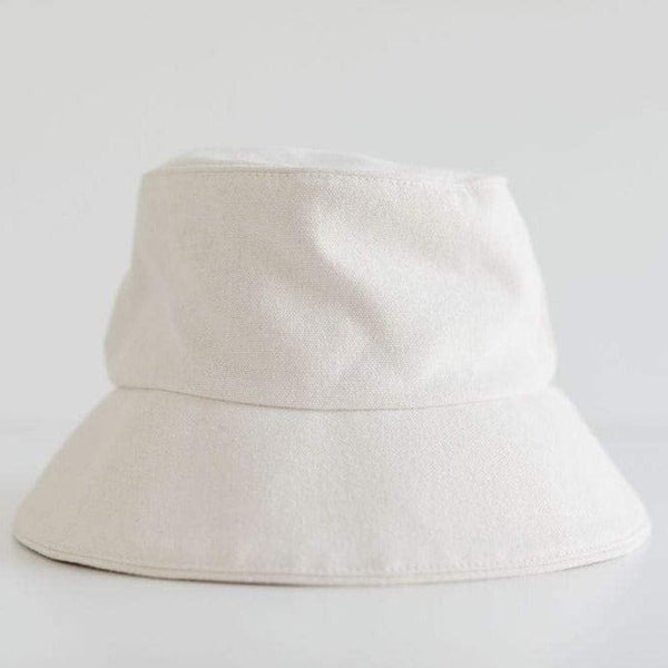 Gigi Pip bucket hats for women - Rylee Bucket Hat - 100% cotton bucket hat with a silk inner liner and an adjustable sweatband, featuring a gold Gigi Pip pin on the back of the crown [cream]