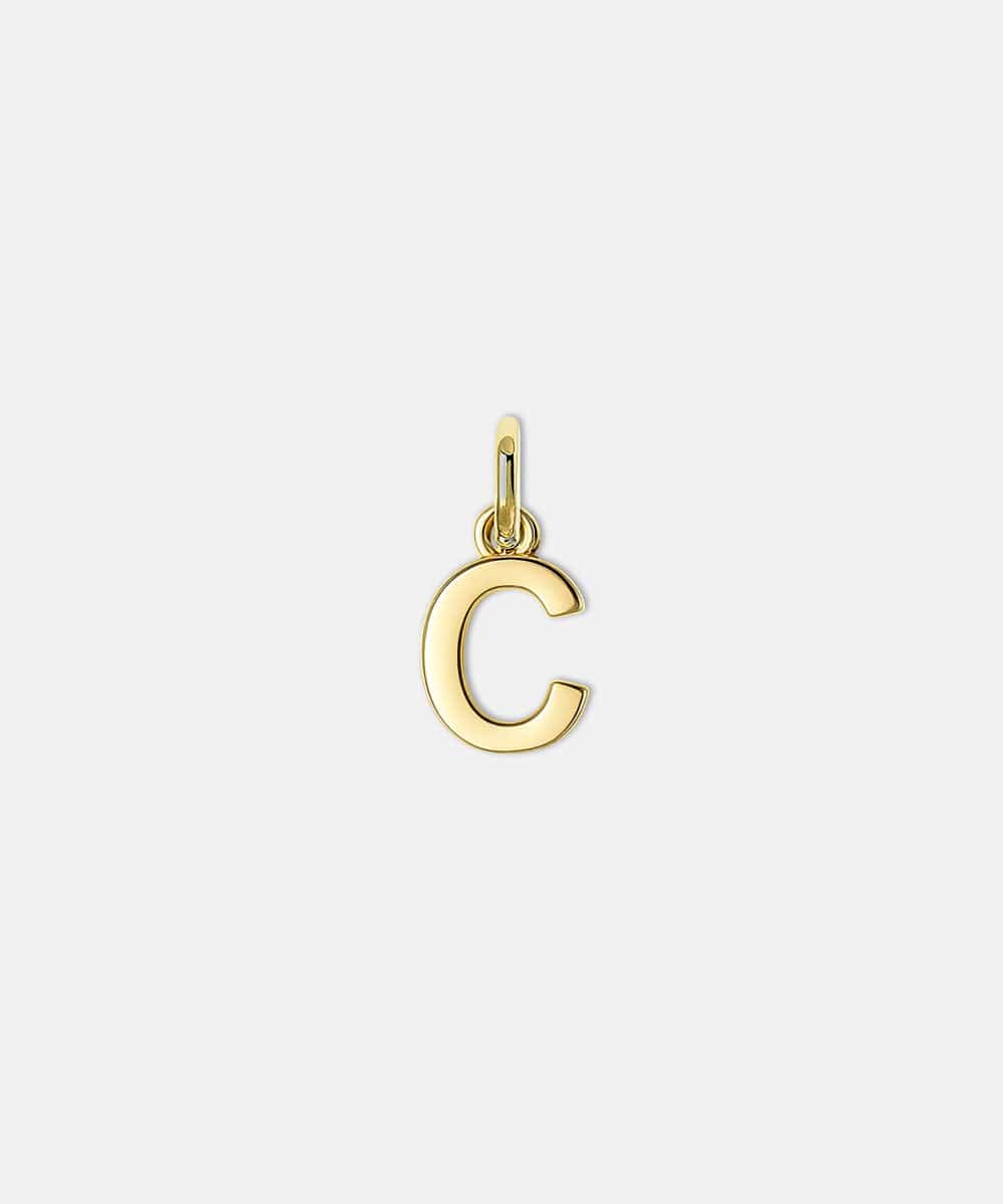 Gold letter 'C' hat charm on a white background #color_gold