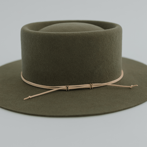 Gigi Pip hat bands + trims for womens hats - thin suede band featuring gold plated metal signature xx details, adjustable to hit any hat size [cream]