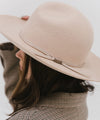 Gigi Pip felt hats for women - Camille Campaign Crown - 100% australian wool campaign crown with a medium stiff flat brim featuring a brushed brass Gigi Pip pass through bar pin [cream]