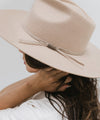Gigi Pip felt hats for women - Emery Teardrop Fedora - 100% australian wool teardrop pinched fedora featuring a tonal grosgrain ribbon trim branded with Gigi Pip [cream] 