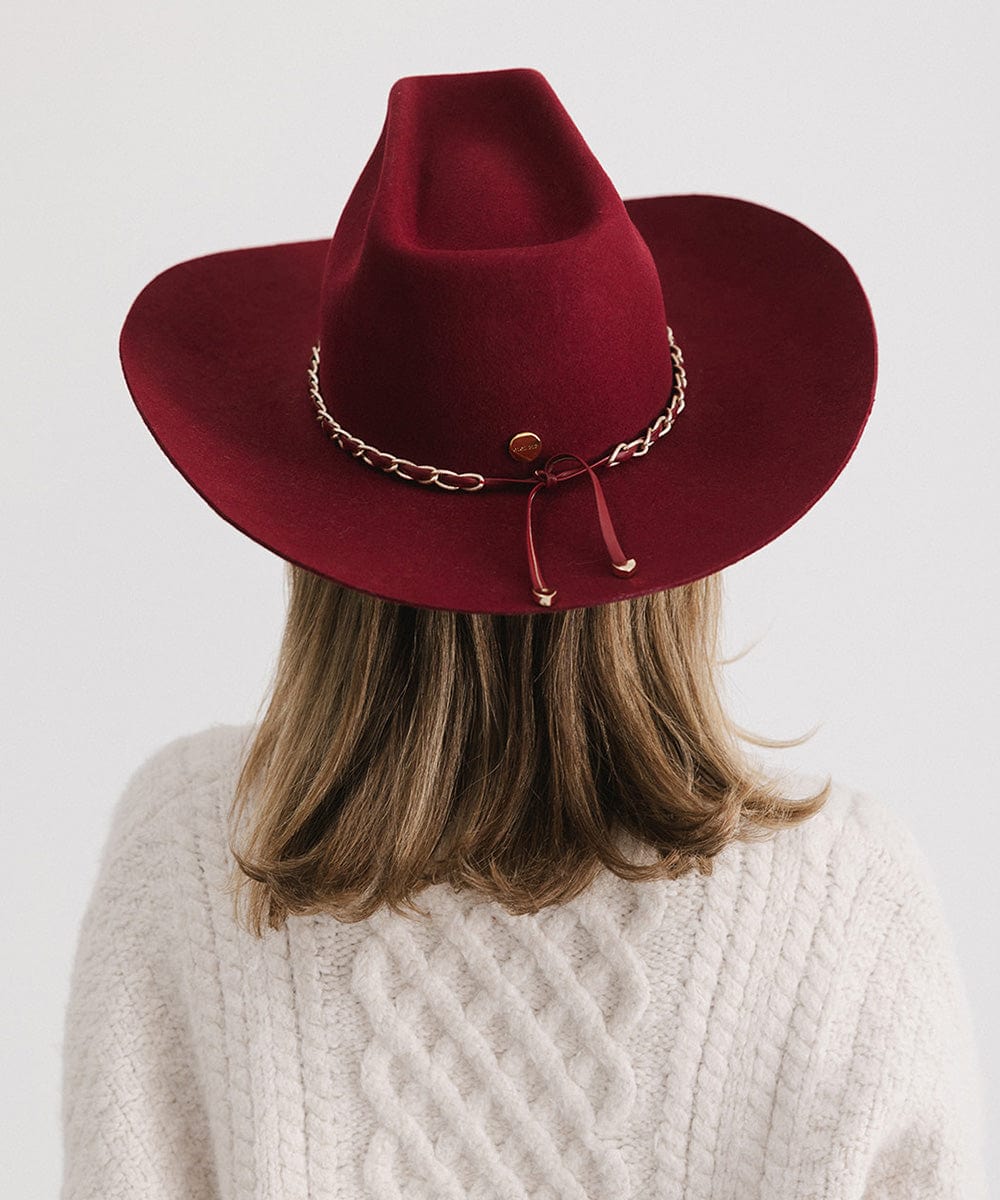 Gigi Pip Hannah hat in Maroon Gigi Pip Hannah Floppy Fedora Hat - Red/Orange 100% Wool  main image 3
