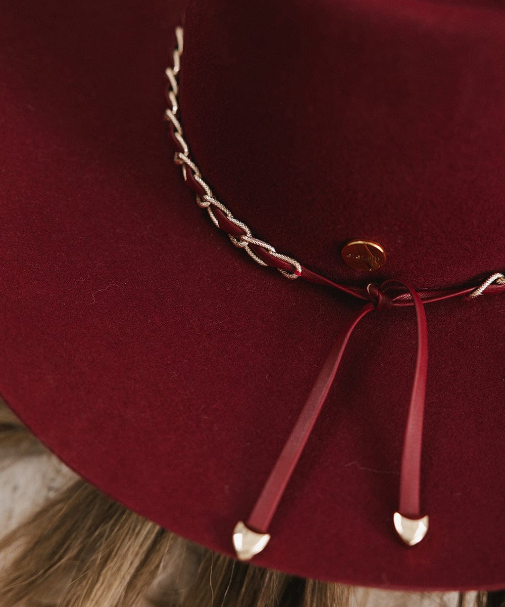 Lane Brick Top Western Hat in Burgundy | Wide Brim Hat for Women