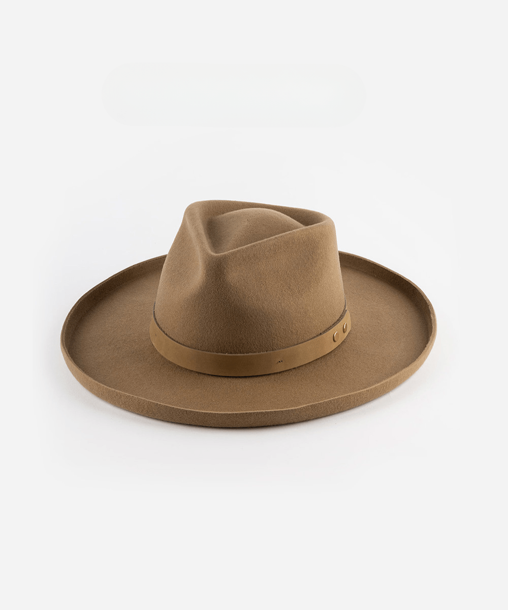 Luca Pencil Brim Teardrop Fedora Tan BLEMISHED