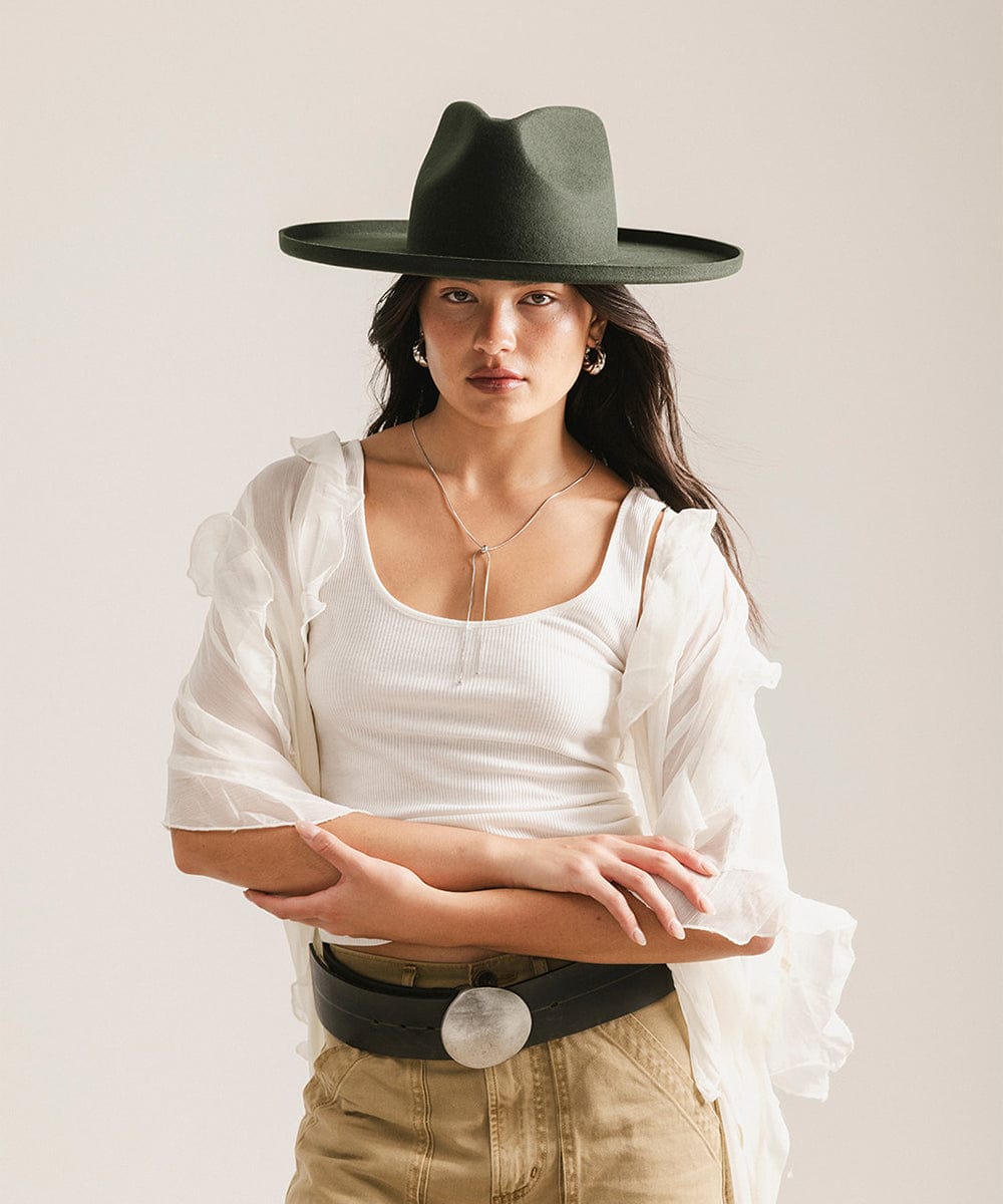 Amelia Wide Brim Felt Fedora | Women's Pencil Brim Fedora Hat