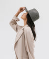 Gigi Pip felt hats for women - Billie Tall Fedora - tall crown fedora with a short and stiff flat brim [dark grey]