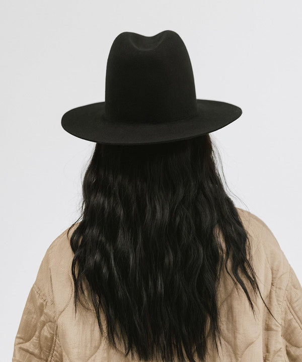 Gigi Pip felt hats for women - Billie Tall Fedora - tall crown fedora with a short and stiff flat brim [black]