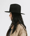 Gigi Pip felt hats for women - Billie Tall Fedora - tall crown fedora with a short and stiff flat brim [black]