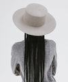 Gigi Pip felt hats for women - Dahlia Boater - boater-style crown with a stiff, wide flat brim [light grey]