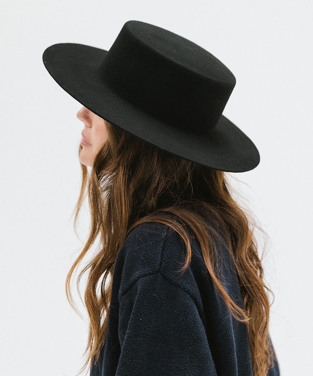 Dahlia Boater Hat Women's Flat Brim Boater