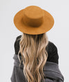 Gigi Pip felt hats for women - Dahlia Boater - boater-style crown with a stiff, wide flat brim [brown]