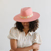 Gigi Pip felt hats for women - Dakota Triangle Crown - stiff, flat wide brim [pink]