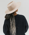 Gigi Pip felt hats for women - Dakota Triangle Crown - stiff, flat wide brim [cream]