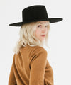 Gigi Pip felt hats for women - Dakota Triangle Crown - stiff, flat wide brim [black]