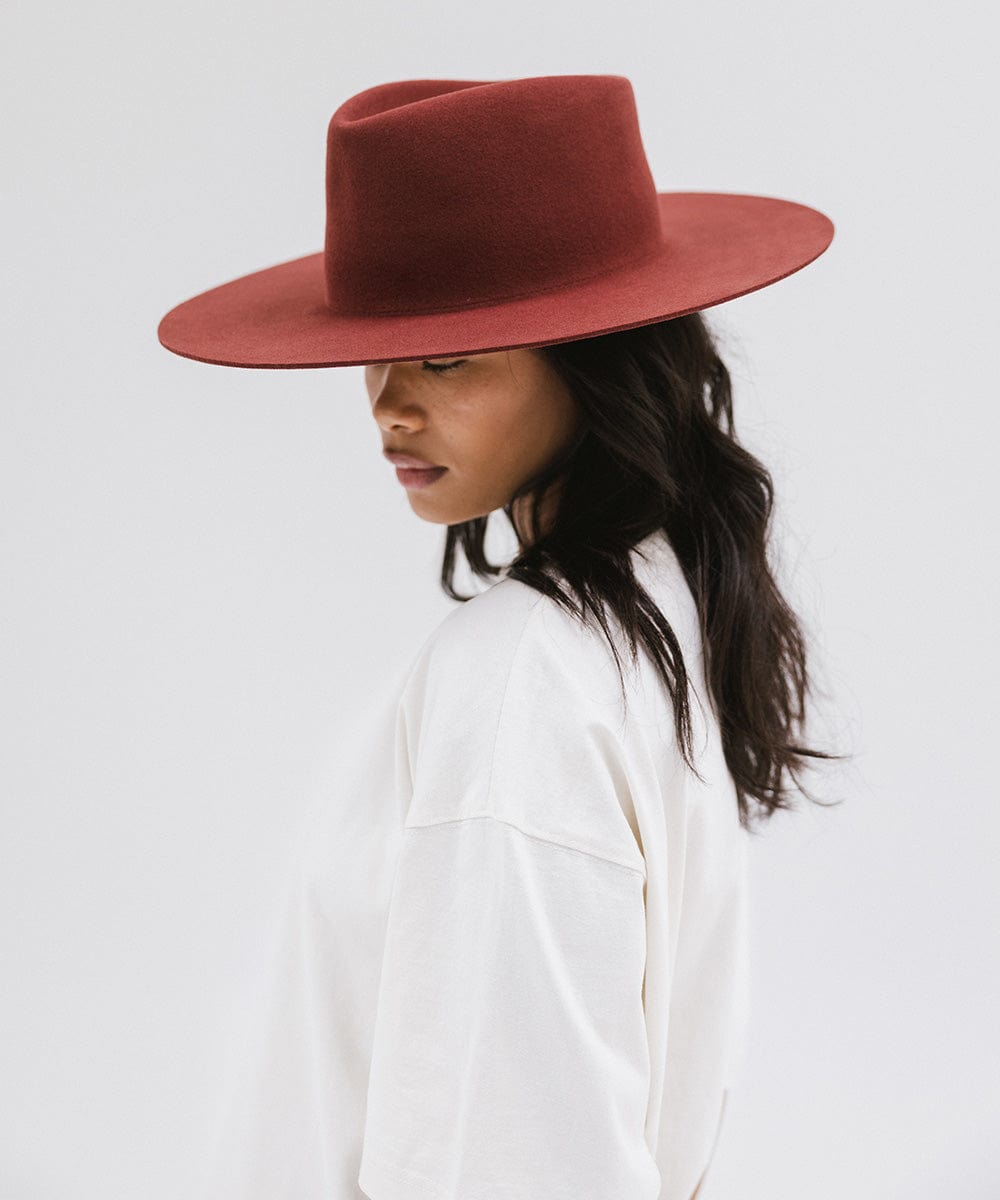 Wide Brim Triangle Crown Fedora Hat - Premium Wool Felt Dakota Triangle Crown Hat | Classic Wide Brim Hat for Women main image 4