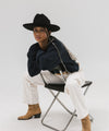 Gigi Pip felt hats for women - Ezra Western - classic cattleman crown with a stiff, upturned brim and features a removable tonal grosgrain band [black]