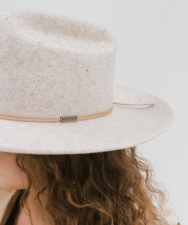 Gigi Pip felt hats for women - Ezra Western - classic cattleman crown with a stiff, upturned brim and features a removable tonal grosgrain band [mix grey]