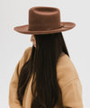 Gigi Pip felt hats for women - Ezra Western - classic cattleman crown with a stiff, upturned brim and features a removable tonal grosgrain band [dark oak]
