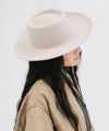 Gigi Pip felt hats for women - Ginger Gambler - indented oval crown with a stiff, upturned brim [ivory]