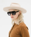 Gigi Pip felt hats for women - Luca Pencil Brim Teardrop Fedora - teardrop fedora crown with a pencil rolled brim, featuring an oiled genuine leather band and metal closure [cream]