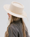 Gigi Pip felt hats for women - Maise Telescope Crown - 100% australian wool medium flat brim with a telescope crown, featuring an adjustable, layered leather band with our siganture xx detailing the band [cream]