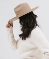 Gigi Pip felt hats for women - Maude Pencil Brim - curved crown with a stiff, wide brim with pencil rolled up edge [tan]