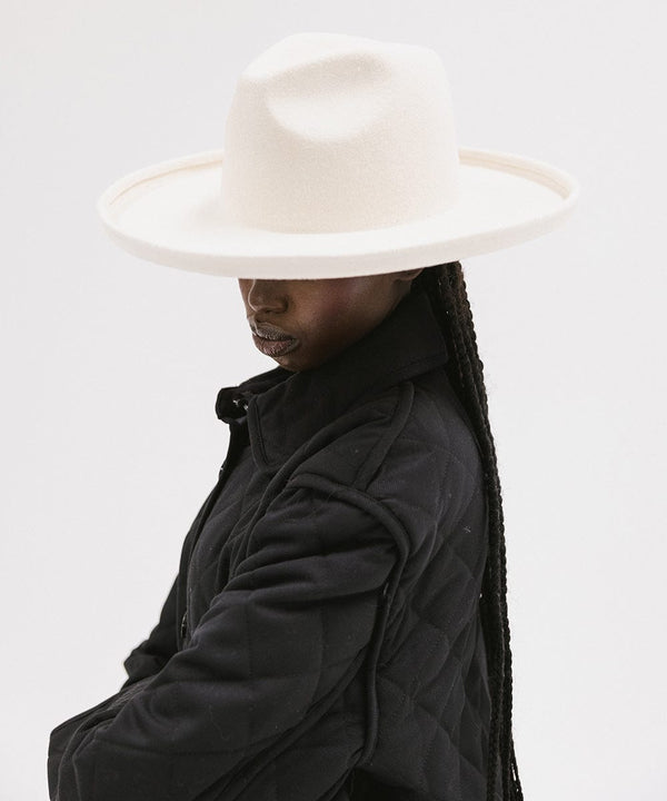 Gigi Pip felt hats for women - Maude Pencil Brim - curved crown with a stiff, wide brim with pencil rolled up edge [off white]