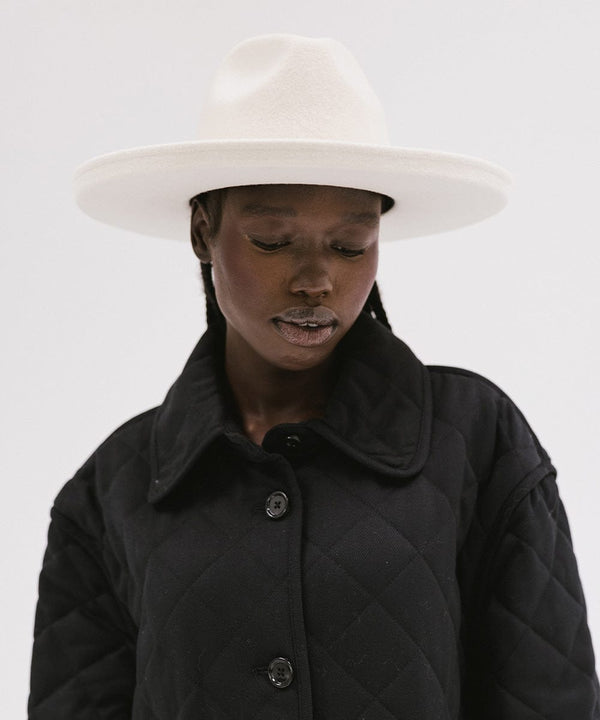 Gigi Pip felt hats for women - Maude Pencil Brim - curved crown with a stiff, wide brim with pencil rolled up edge [off white]
