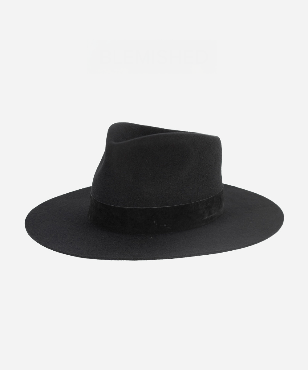 GIGI PIP: Miller Fedora Black Flat Brim 57 S/M Gigi Pip Miller Fedora - Black W/Brown main image 3