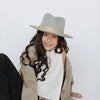 Gigi Pip felt hats for kids - Monroe Kids Rancher - fedora teardrop crown with stiff, upturned brim adorned with a tonal grosgrain band on the crown and brim [light grey-tan]