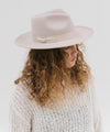 Gigi Pip felt hats for women - Monroe Rancher - fedora teardrop crown with stiff, upturned brim adorned with a tonal grosgrain band on the crown and brim [ivory]