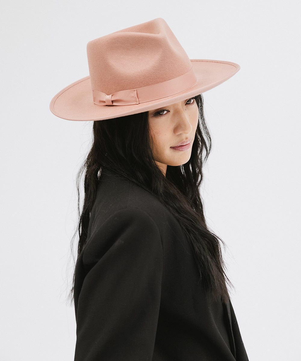 Monroe Rancher Dusty Pink BLEMISHED Women's Fall Felt Fedora Hat