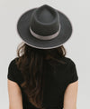 Gigi Pip felt hats for women - Monroe Rancher - fedora teardrop crown with stiff, upturned brim adorned with a tonal grosgrain band on the crown and brim [dark grey]
