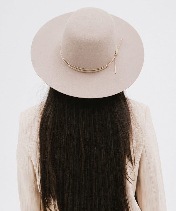 Gigi Pip felt hats for women - Rue Open Crown - classic open crown with a structured semi-wide brim [sand]
