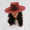 Gigi Pip felt hats for women - Dakota Triangle Crown - stiff, flat wide brim [rusty red]