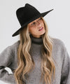 Gigi Pip felt hats for women - Scottie Wide Brim Fedora - classic fedora crown with a stiff, a-line brim [black]