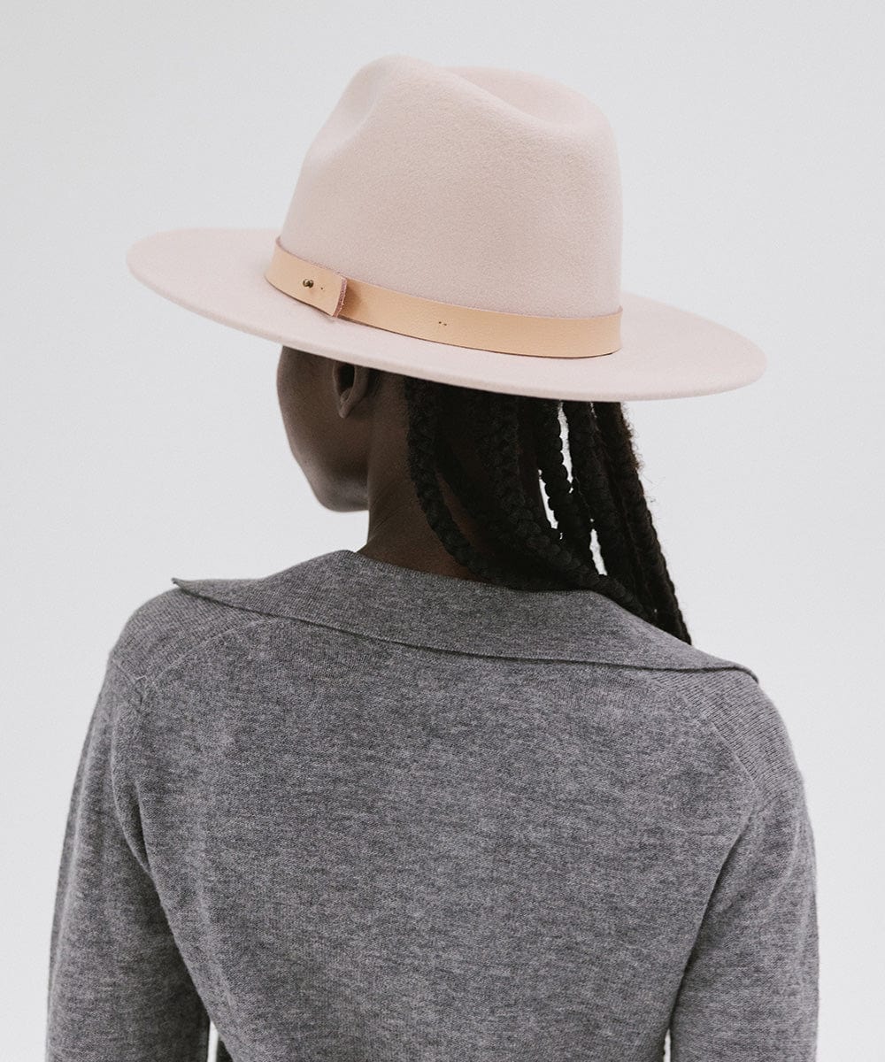 GIGI PIP Shiloh - Summer Blush Fedora with Two Leather Band Options Gigi Pip Shiloh Fedora - Blush/Leather Band – West on Main main image 3