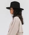 Gigi Pip felt hats for women - Wes Fedora - classic tall fedora crown with a stiff, flat brim [black]