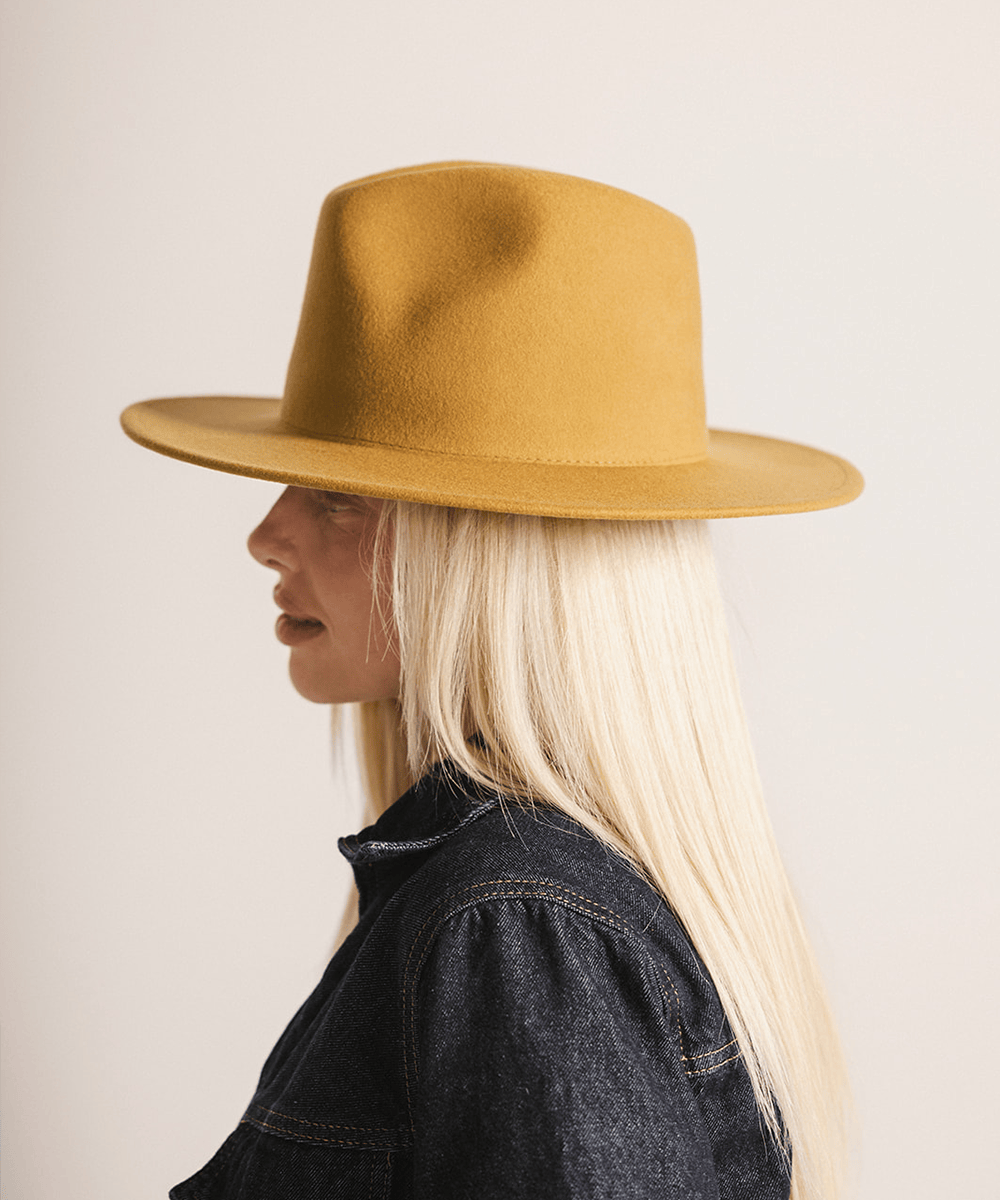 Gigi Pip 100% Australian Wool Tan Wesley Wide Brim Fedora Hat Wesley Wide Brim Fedora | Women main image 2