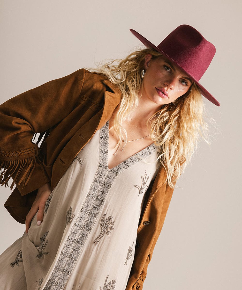 Wesley Wide Brim Fedora | Womens Classic Felt Fedora Hat Merlot / S/M 57 Wesley Wide Brim Fedora | Womens Classic Felt Fedora Hat Merlot / S/M 57