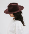 Gigi Pip felt hats for women - Zephyr Rancher - fedora teardrop crown with a stiff upturned brim [dark cherry]