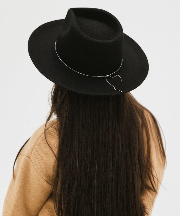Gigi Pip felt hats for women - Zephyr Rancher - fedora teardrop crown with a stiff upturned brim [black]