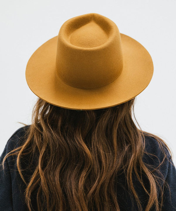 Gigi Pip felt hats for women - Zephyr Rancher - fedora teardrop crown with a stiff upturned brim [cinnamon]